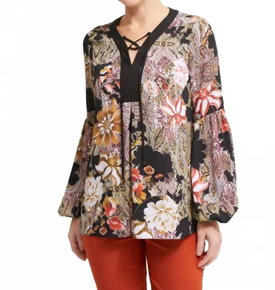 Joseph Ribkoff Georgette Blouse In Black/multi