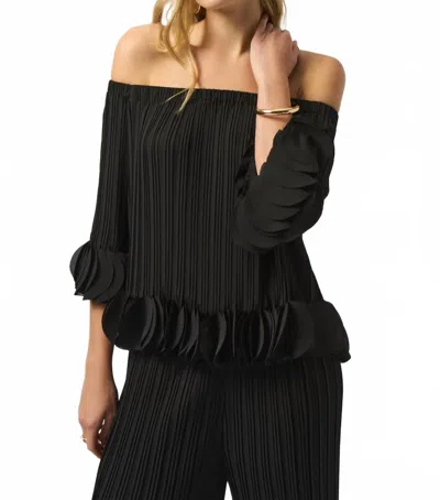 Joseph Ribkoff Georgette Off-shoulder Flared Top In Black In Blue