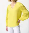 JOSEPH RIBKOFF GEORGETTE PUFF SLEEVE TOP IN SUNLIGHT