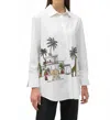 Joseph Ribkoff Graphic Print Button-down Shirt In White/multi In Multi