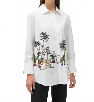 Joseph Ribkoff Graphic Print Button-down Shirt In White/multi