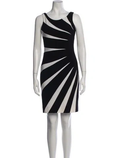 Pre-owned Joseph Ribkoff Graphic Print Knee-length Dress In Black