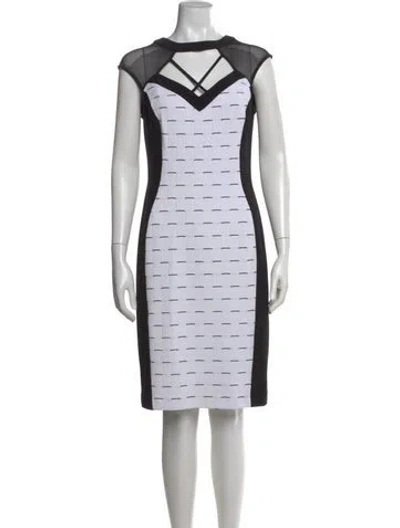 Pre-owned Joseph Ribkoff Graphic Print Knee-length Dress In White