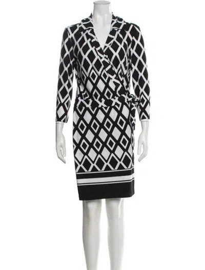 Pre-owned Joseph Ribkoff Graphic Print Knee-length Dress In White