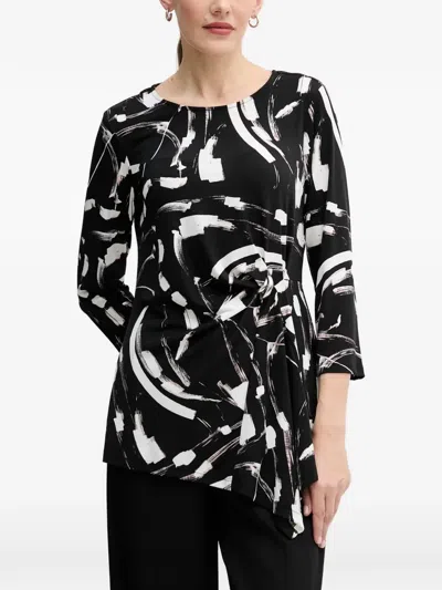 Joseph Ribkoff Graphic-print Knot Top In Black