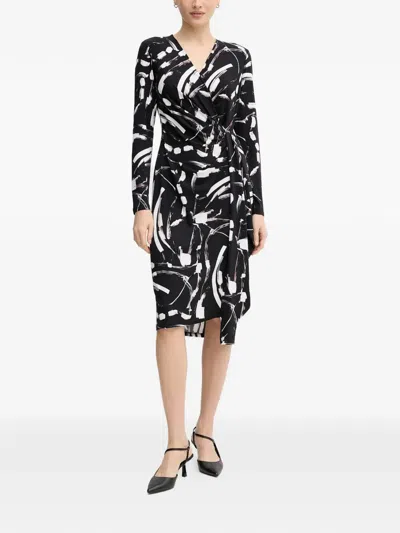 Joseph Ribkoff Graphic-print V-neck Midi Dress In Multi