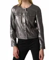 Joseph Ribkoff Grey Sequined Long Sleeve Trucker Jacket In Black In Black