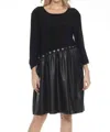 Joseph Ribkoff Grommet Accent Faux Leather Shift Dress In Black