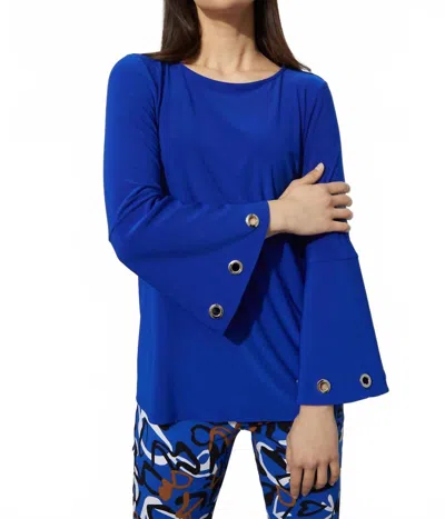 Joseph Ribkoff Grommet Sleeve Top In Blue
