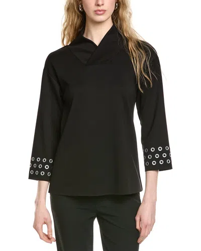 Joseph Ribkoff Grommet Sleeves Top In Black