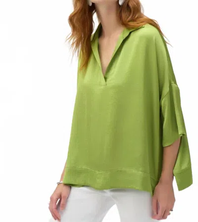 Joseph Ribkoff Hammered Satin Boxy Top In Greenery In Multi