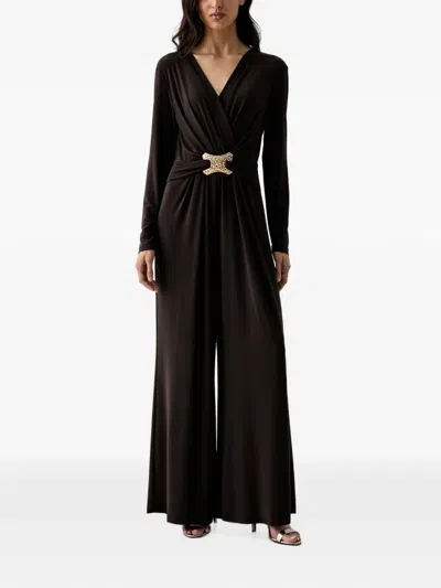 Joseph Ribkoff Hammered-buckle Wrap-style Jumpsuit In Black