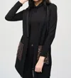 Joseph Ribkoff Heavy Knit And Metallic Quilting Vest In Black/grey In Multi