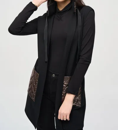 Joseph Ribkoff Heavy Knit And Metallic Quilting Vest In Black/grey In Multi