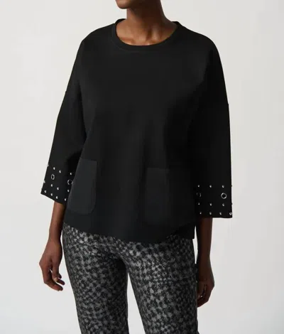 Joseph Ribkoff Heavy Knit Boxy Top In Black