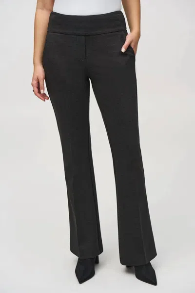 Joseph Ribkoff Heavy Knit Flared Pull-on Pants In Charcoal In Pink