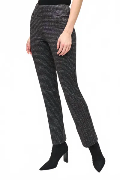 Joseph Ribkoff Heavy Knit Houndstooth Print Pull On Pant In Black/grey In Gray