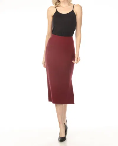 Joseph Ribkoff High Rise Knit Midi Pencil Skirt In Merlot In Metallic