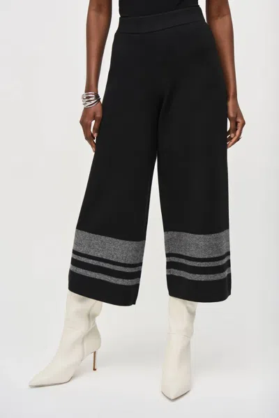 Joseph Ribkoff High Rise Wide Leg Pants In Black/vanilla