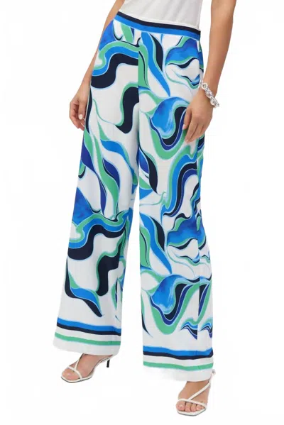 Joseph Ribkoff High Waist Abstract Trousers In Blue