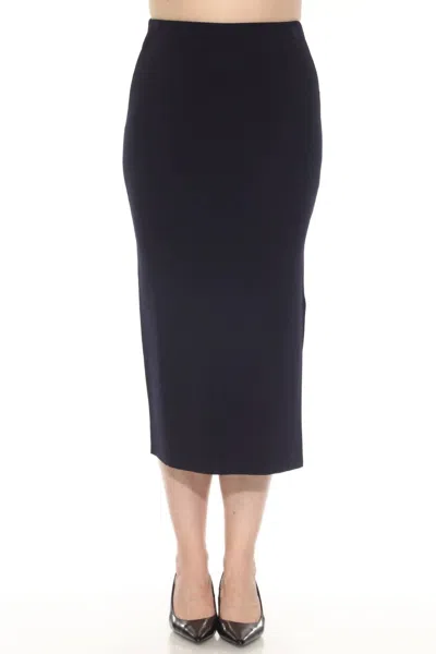 Joseph Ribkoff High Waist Midi Pencil Skirt In Midnight Blue In Black