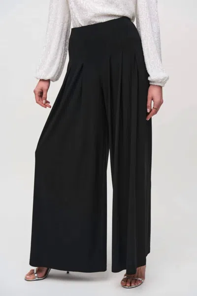 JOSEPH RIBKOFF HIGH-WAIST PLEATED WIDE LEG PANT IN BLACK