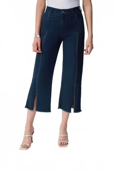 Joseph Ribkoff High-waisted Cropped Trousers In Dark Denim Blue