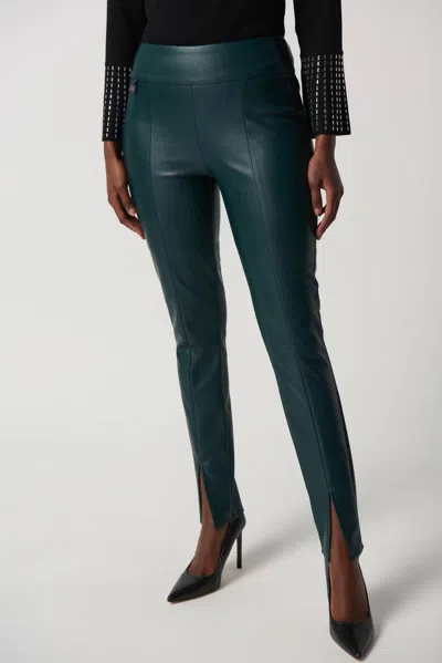 Joseph Ribkoff High-waisted Slim Leather Leggings In Emerald In Green