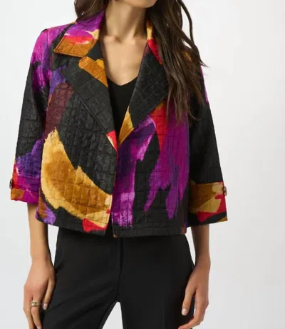 Joseph Ribkoff Hip Length Abstract Jacket In Multi