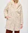 Joseph Ribkoff Hooded Faux Fur Reversible Coat In Champagne