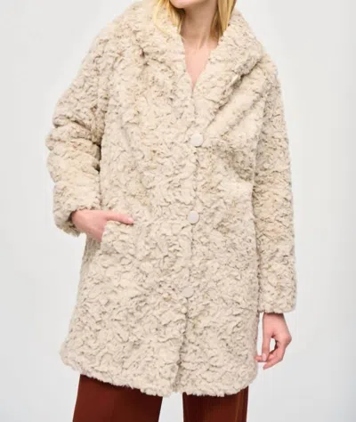Joseph Ribkoff Hooded Faux Fur Reversible Coat In Champagne In White