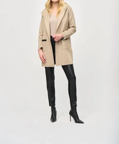 Joseph Ribkoff Hooded Knit Cover-up Jacket In Oatmeal