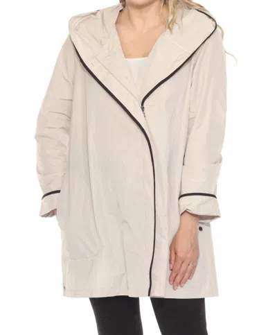 Joseph Ribkoff Hooded Lightweight Coat In Moonstone/black In Neutral