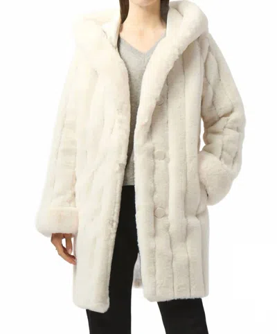 Joseph Ribkoff Hooded Reversible Faux Fur Coat In Vanilla In Multi