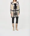 Joseph Ribkoff Hooded Tartan Cardigan In Black/oatmeal In Multi
