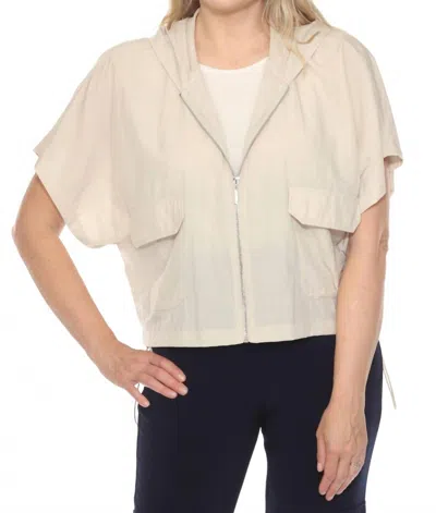 Joseph Ribkoff Hooded Zip Front Boxy Jacket In Moonstone In Pink