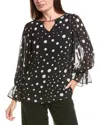 Joseph Ribkoff Horsebit Keyhole Blouse In Black