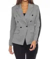 Joseph Ribkoff Houndstooth Double Breasted Blazer In Black/vanilla