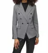 Joseph Ribkoff Houndstooth Double Breasted Blazer Jacket In Black/vanilla In Black