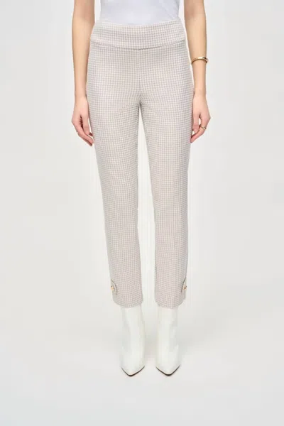 Joseph Ribkoff Houndstooth Jacquard Slim Fit Pants In Beige/off White