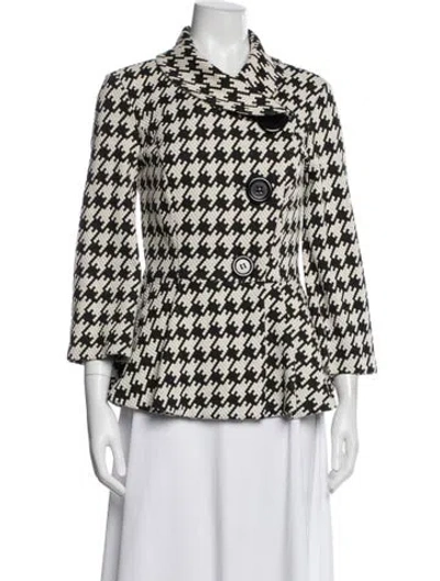 Pre-owned Joseph Ribkoff Houndstooth Print Jacket In Black/neutrals