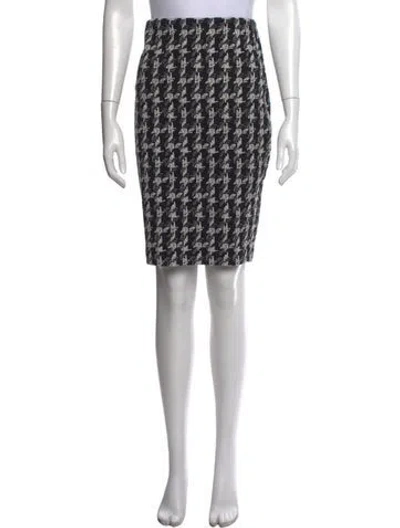 Pre-owned Joseph Ribkoff Houndstooth Print Knee-length Skirt In Black/white