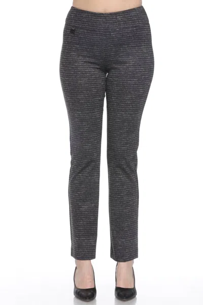 Joseph Ribkoff Houndstooth Pull On Slim Ankle Pant In Black/grey In Gray