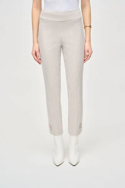 JOSEPH RIBKOFF HOUNDSTOOTH SLIM ANKLE PANT IN BEIGE/OFF-WHITE