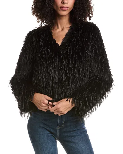 Joseph Ribkoff Fiona Faux Fur Collarless Boxy Jacket In Black