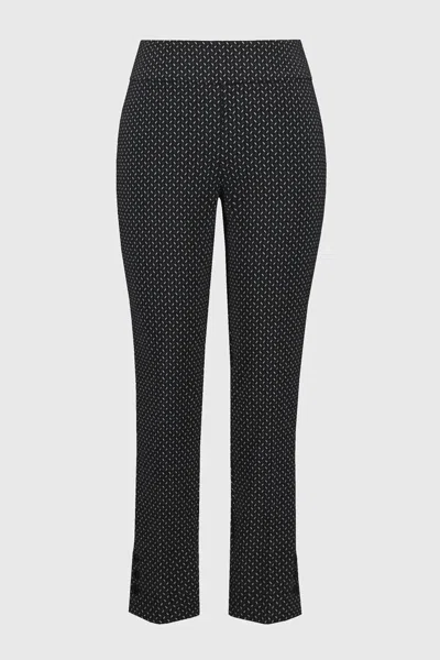 Joseph Ribkoff Jacquard Abstract Print Pull-on Pants In Black/white In Multi