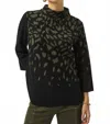 Joseph Ribkoff Jacquard Animal Sweater In Black/avocado In Black