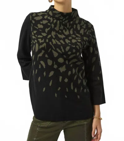 Joseph Ribkoff Jacquard Animal Sweater In Black/avocado