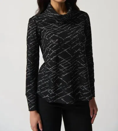 Joseph Ribkoff Jacquard Cowl Neck Sweater In Black/grey In Multi