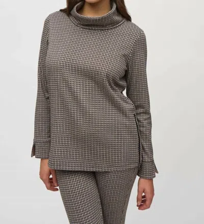 Joseph Ribkoff Jacquard Houndstooth Boxy Sweater In Black Multi